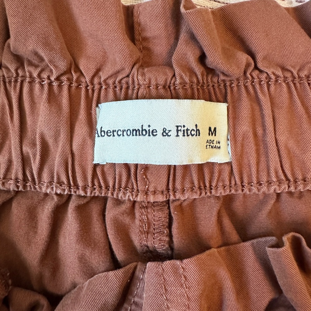 Abercrombie & Fitch Rust Brown Paperbag Waist Cuffed Shorts High Rise Women's M - Picture 8 of 9
